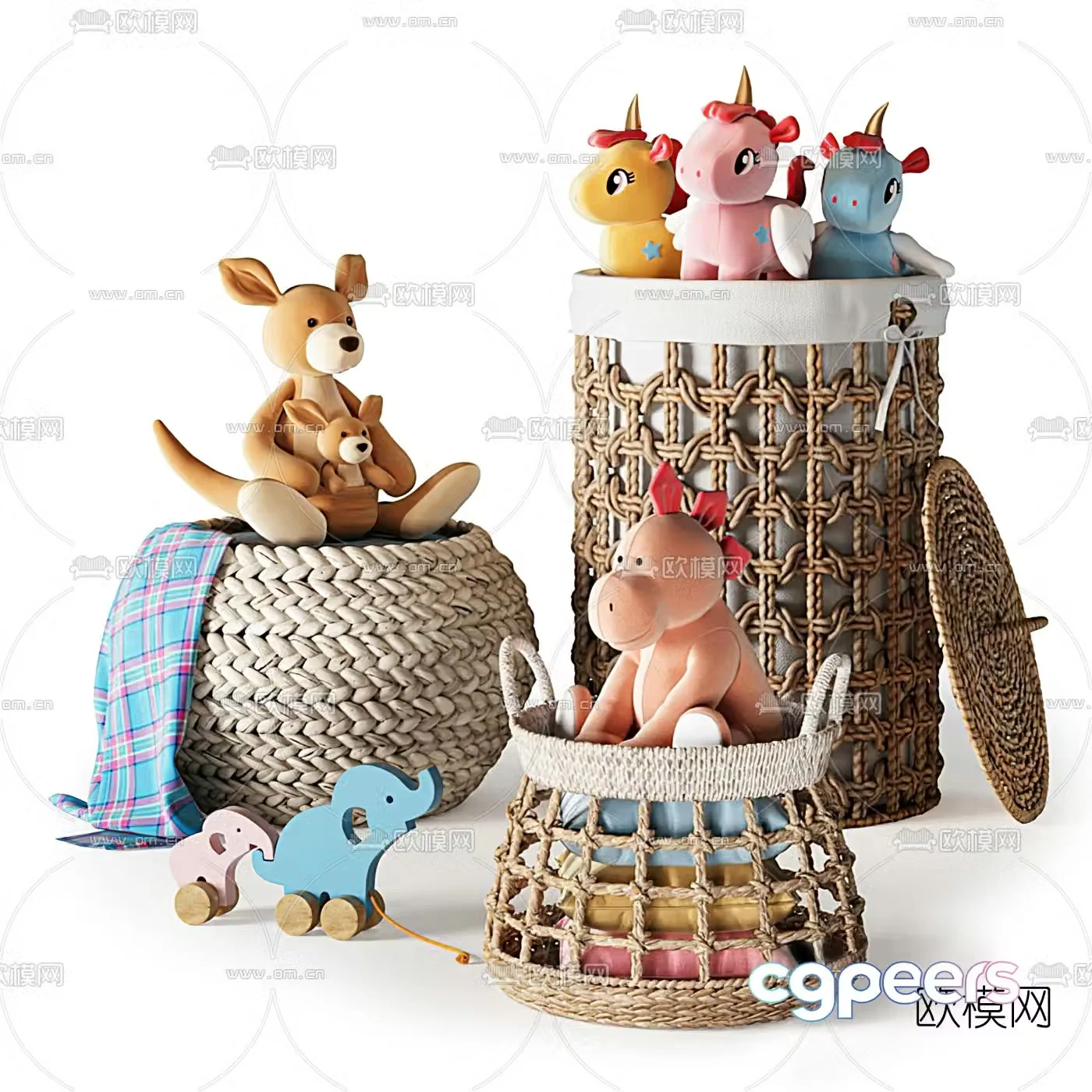 Modern children’s doll storage basket 3d model