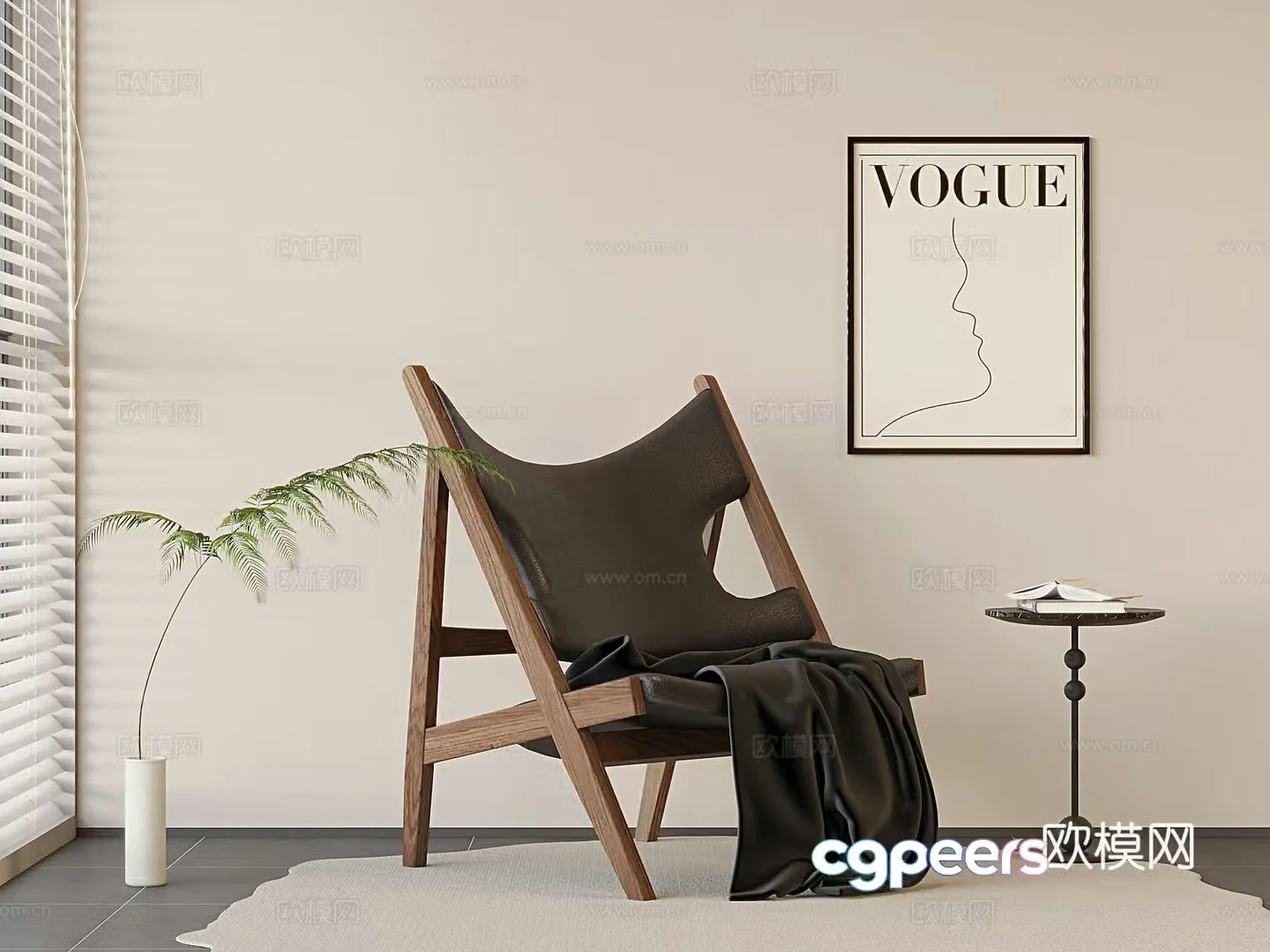 Wabi-sabi chair leisure chair 3d model