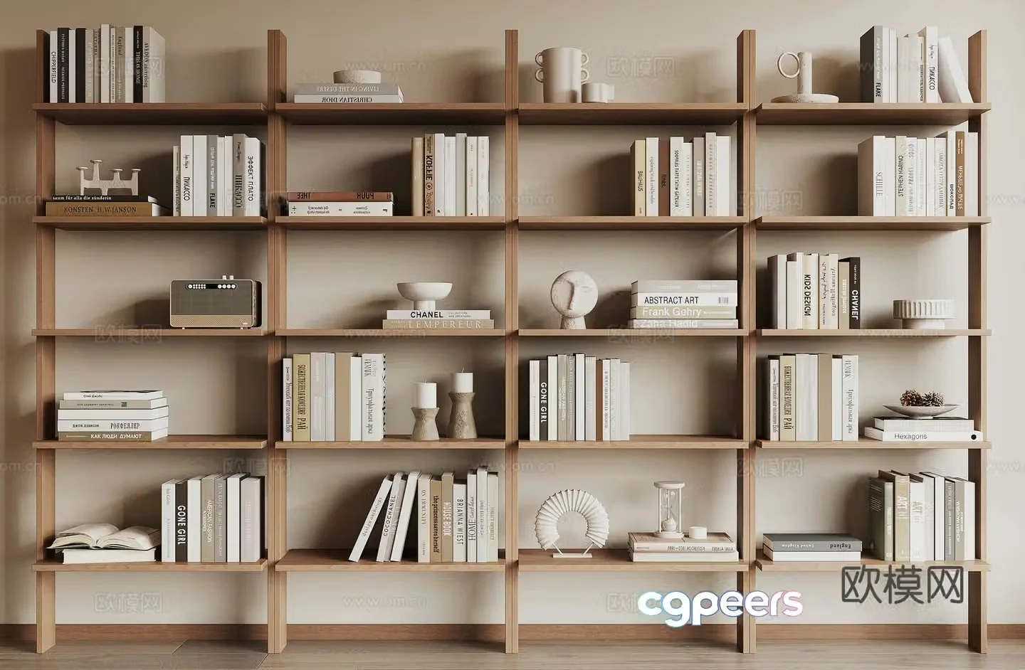 Modern bookshelf 3d model