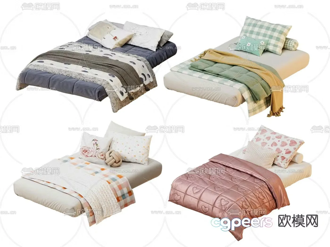 Modern children’s bed single bed 3d model