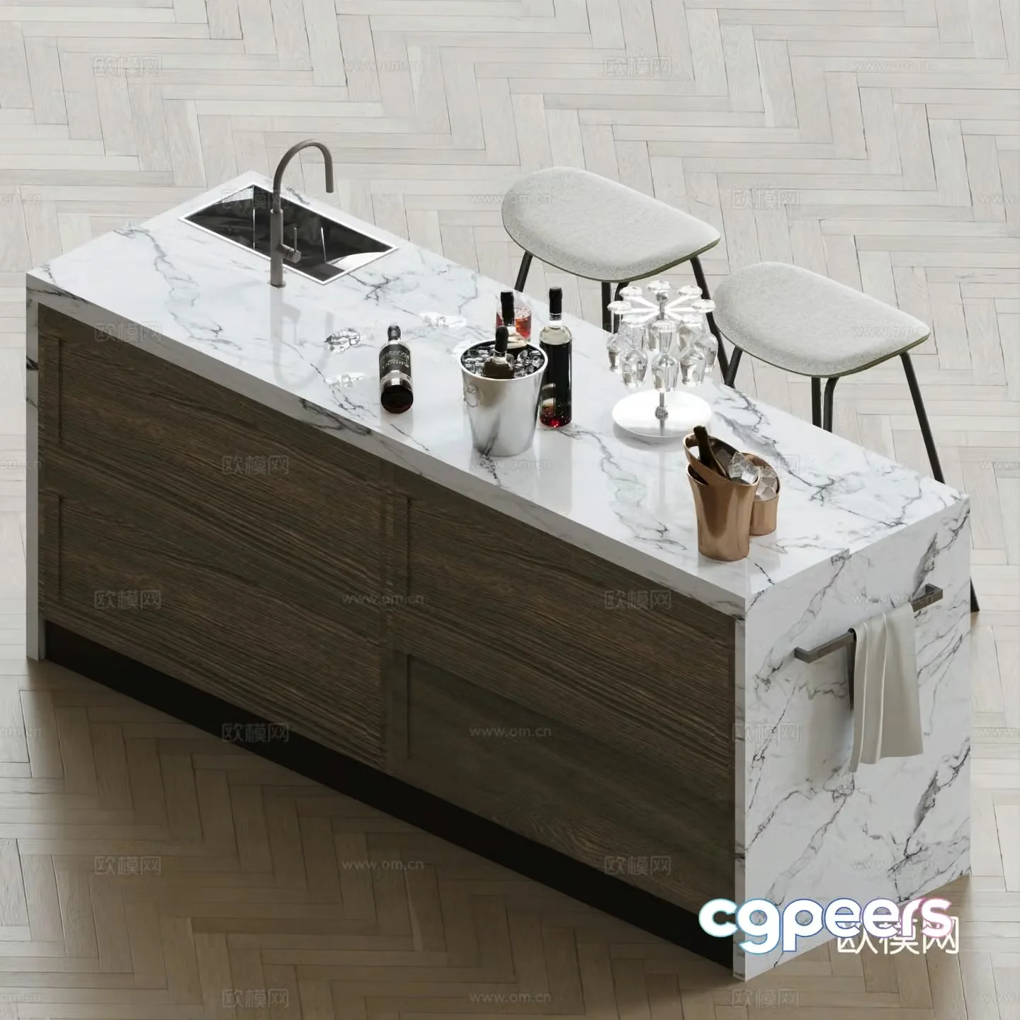Modern bar water bar bar 3d model