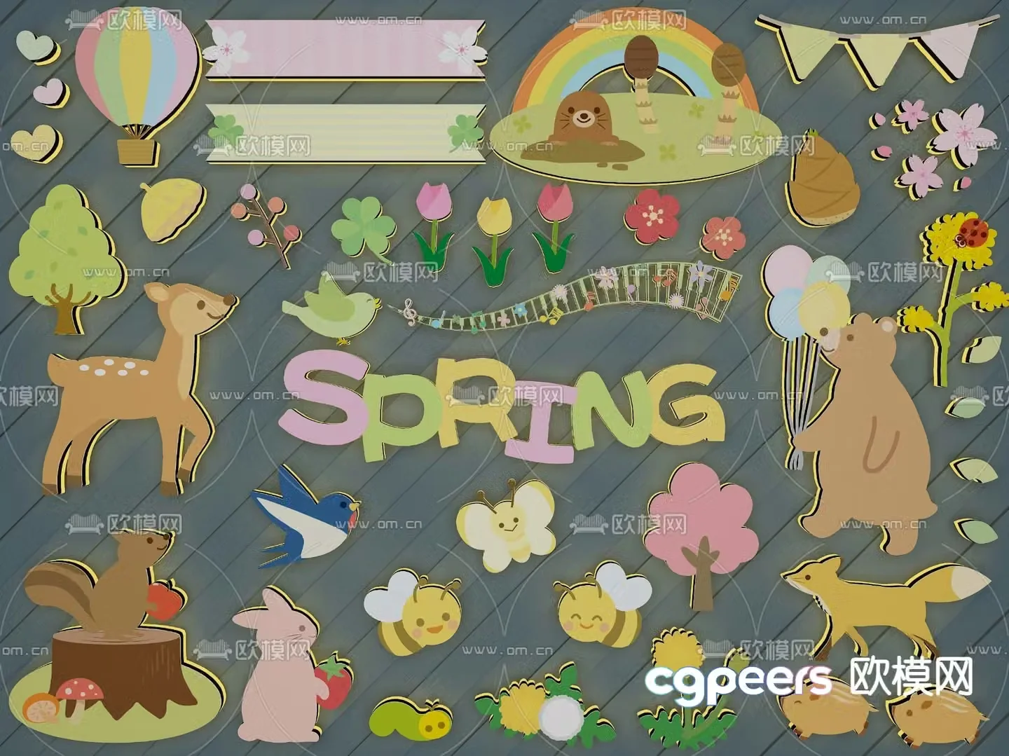 Cartoon wall stickers children’s wall stickers 3d model