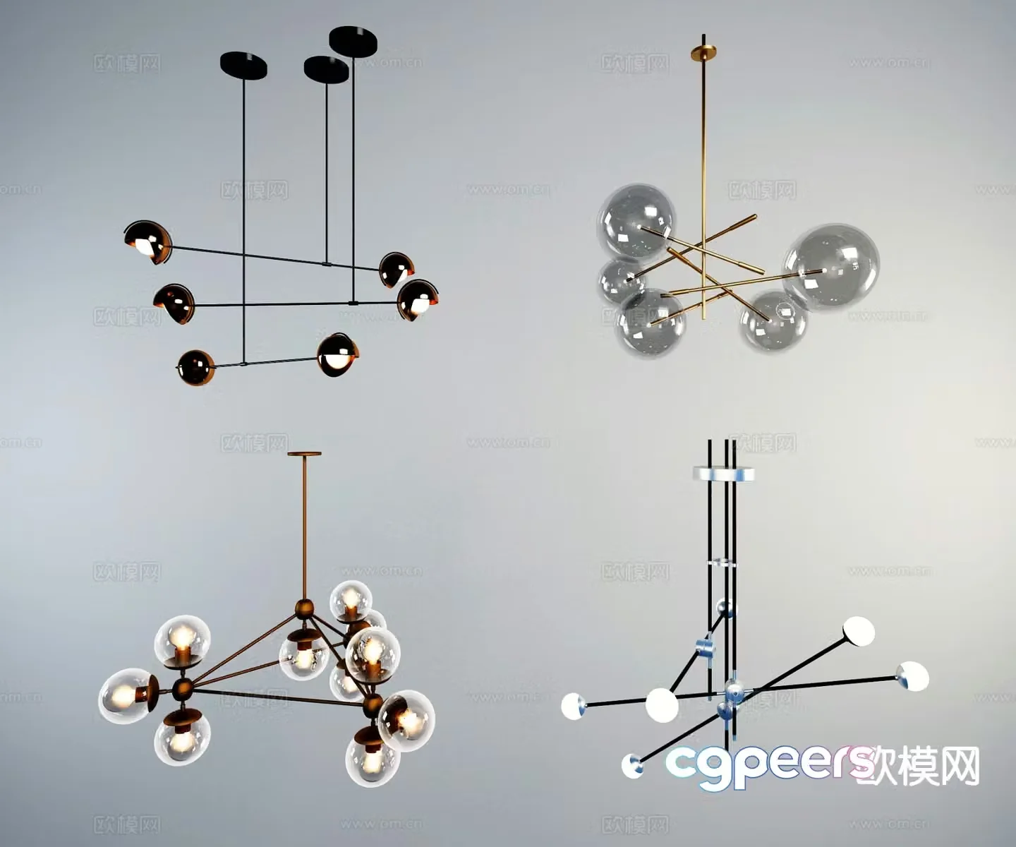 Modern metal chandelier 3d model