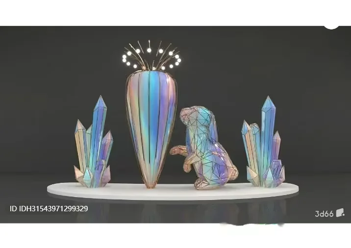 A Futuristic Iridescent Crystal Display 3D Model – 5744 – VRAY Render