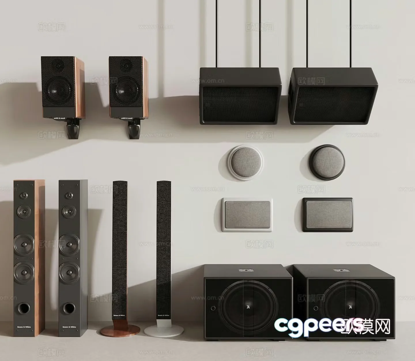 Modern audio wall-mounted audio floor-standing speaker 3D model