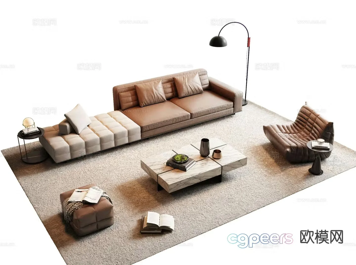 Italian sectional sofa 3d model