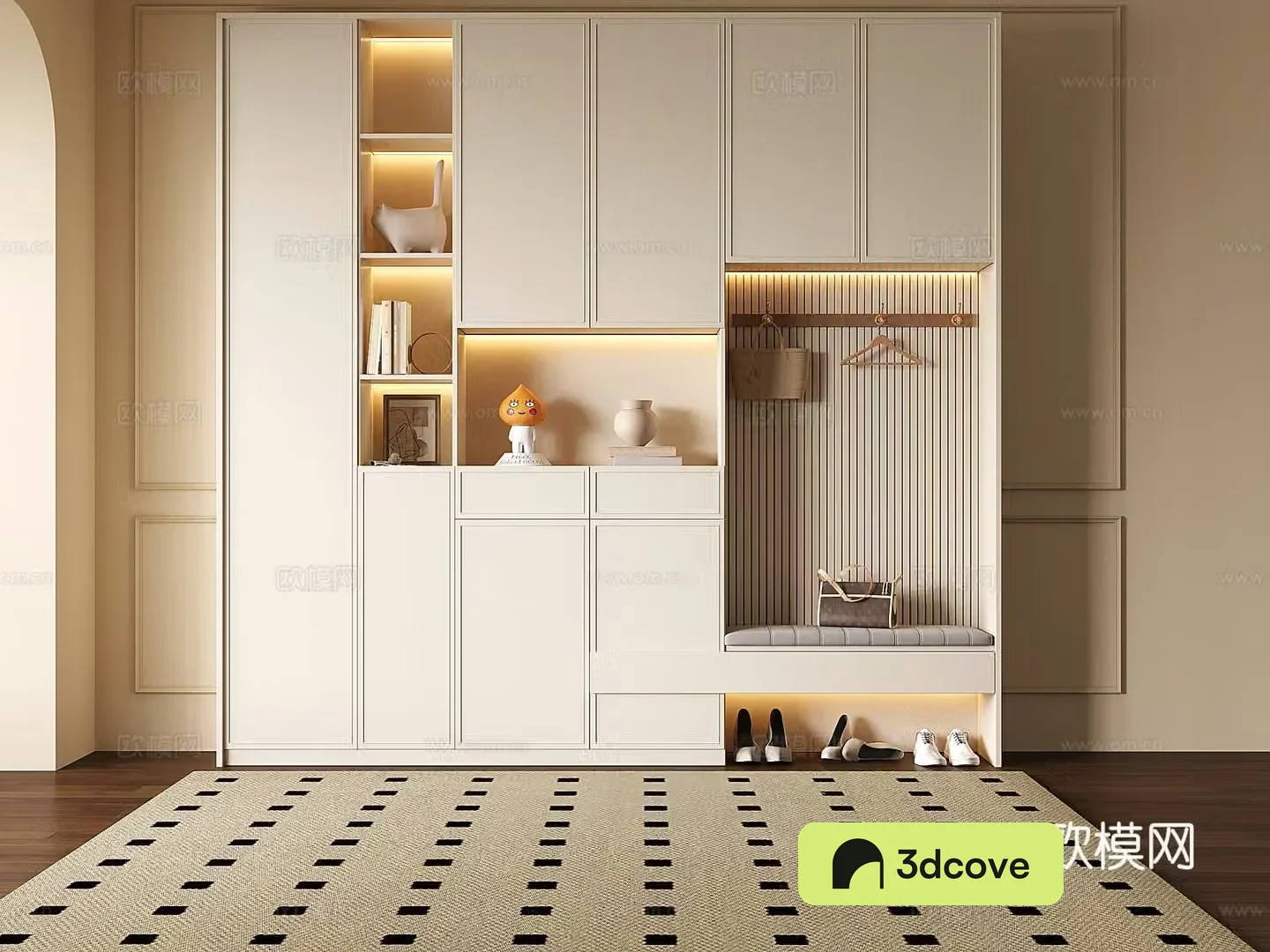 French cream shoe cabinet entrance shoe cabinet