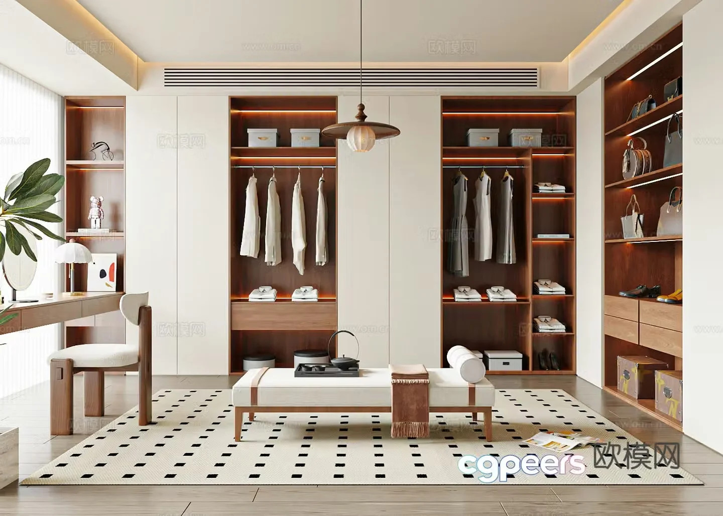 Modern medieval windbreaker dressing table closet 3d model