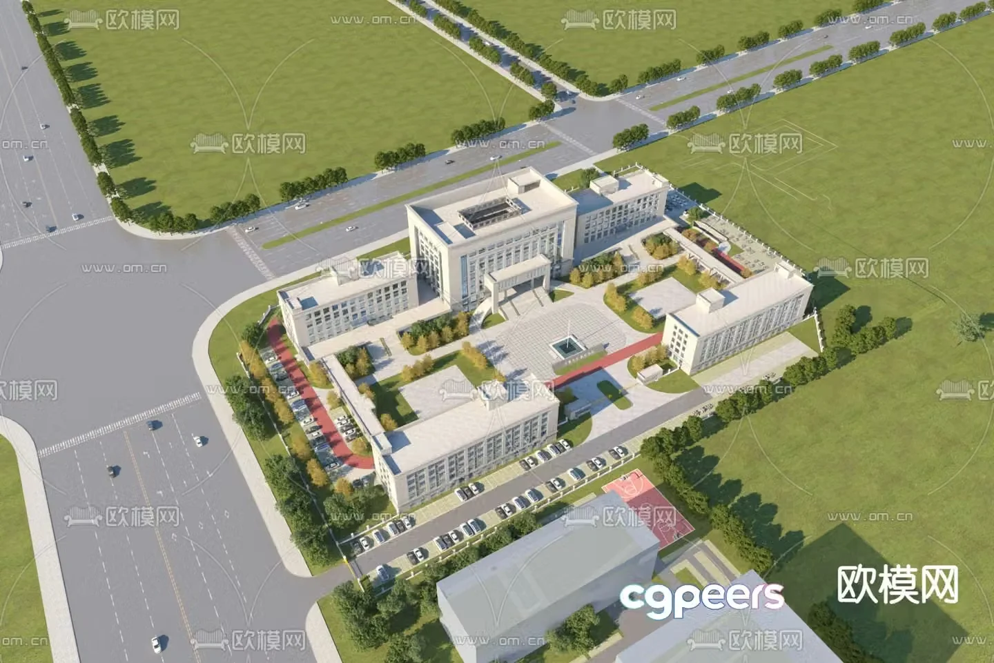 Public Security Bureau Bird’s View Government Office Building 3D Model