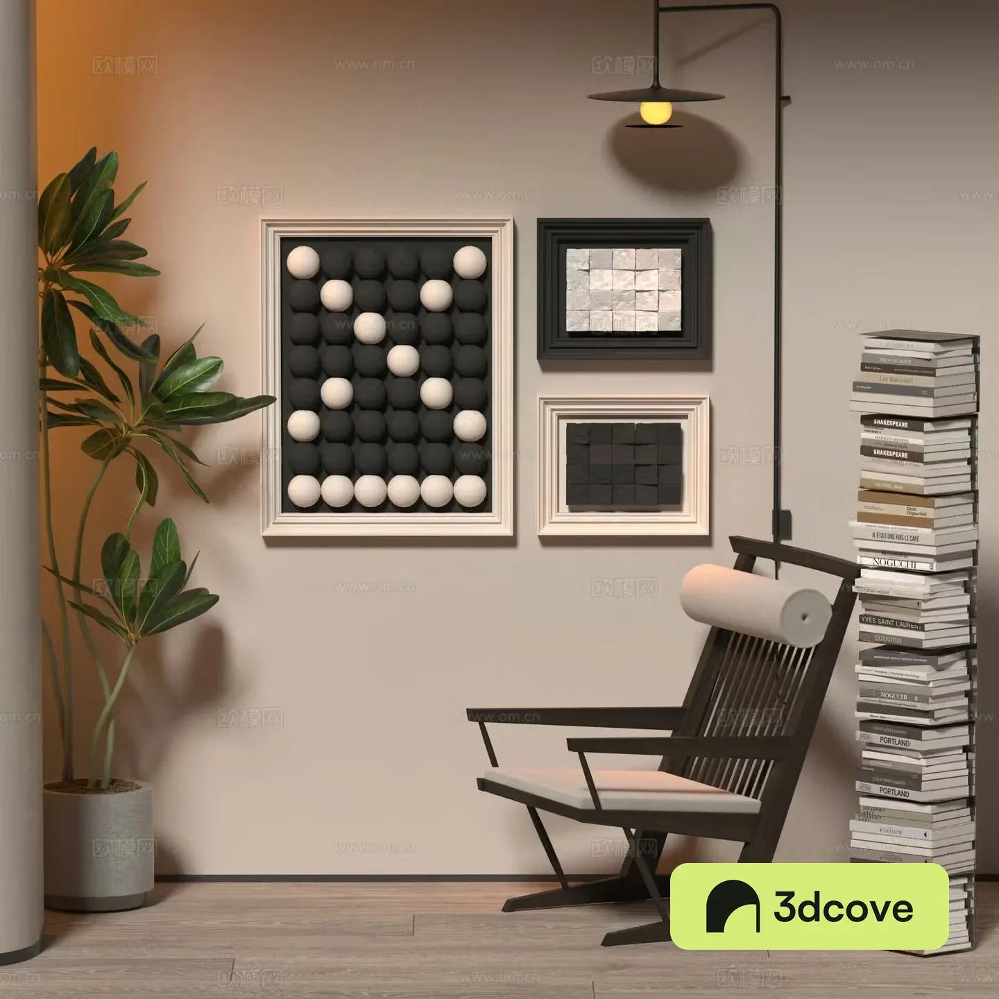 Wasabi style decoration hanging painting leisure chair 3d model
