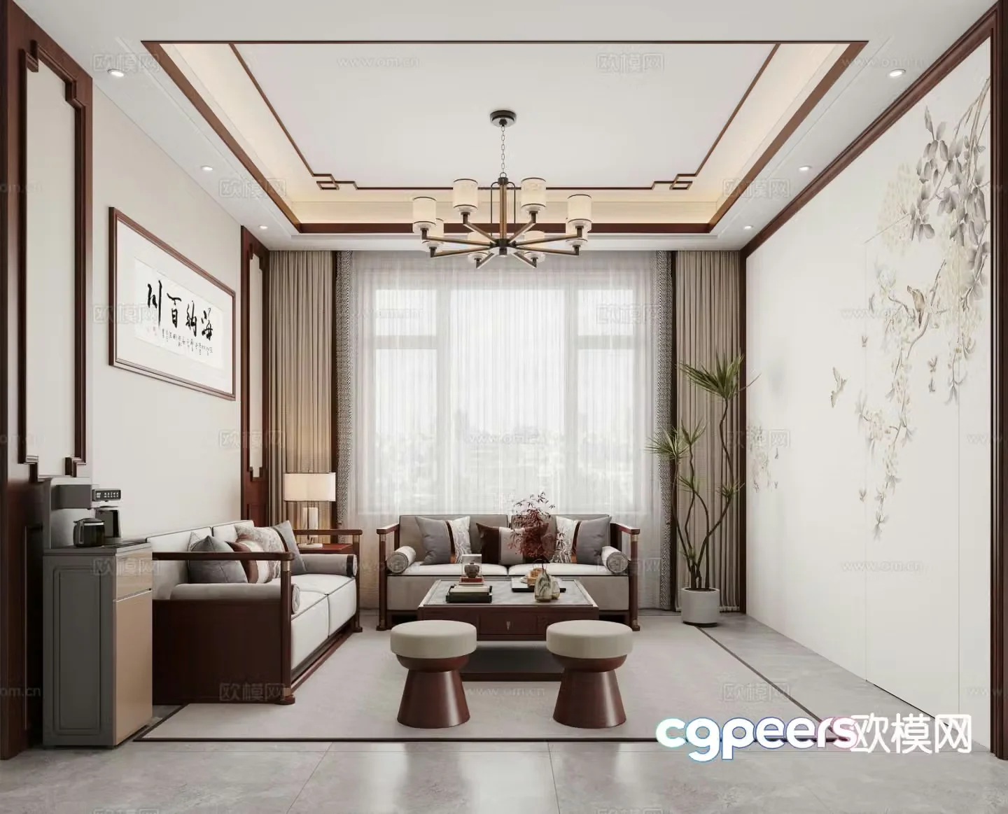New Chinese style living room 3d model