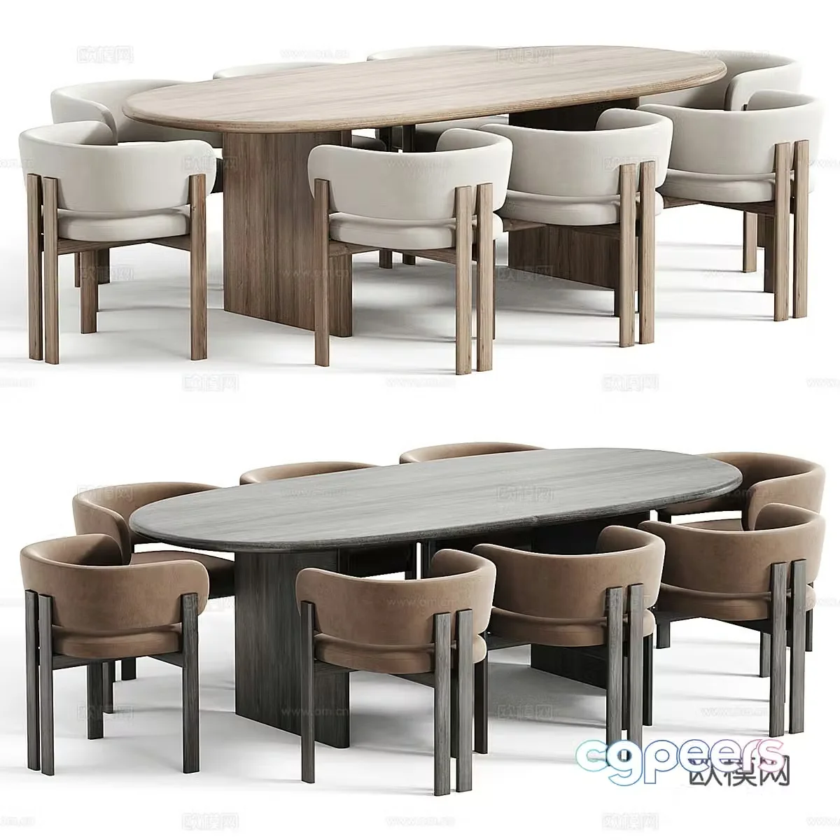 New Chinese dining table and chair 3D model