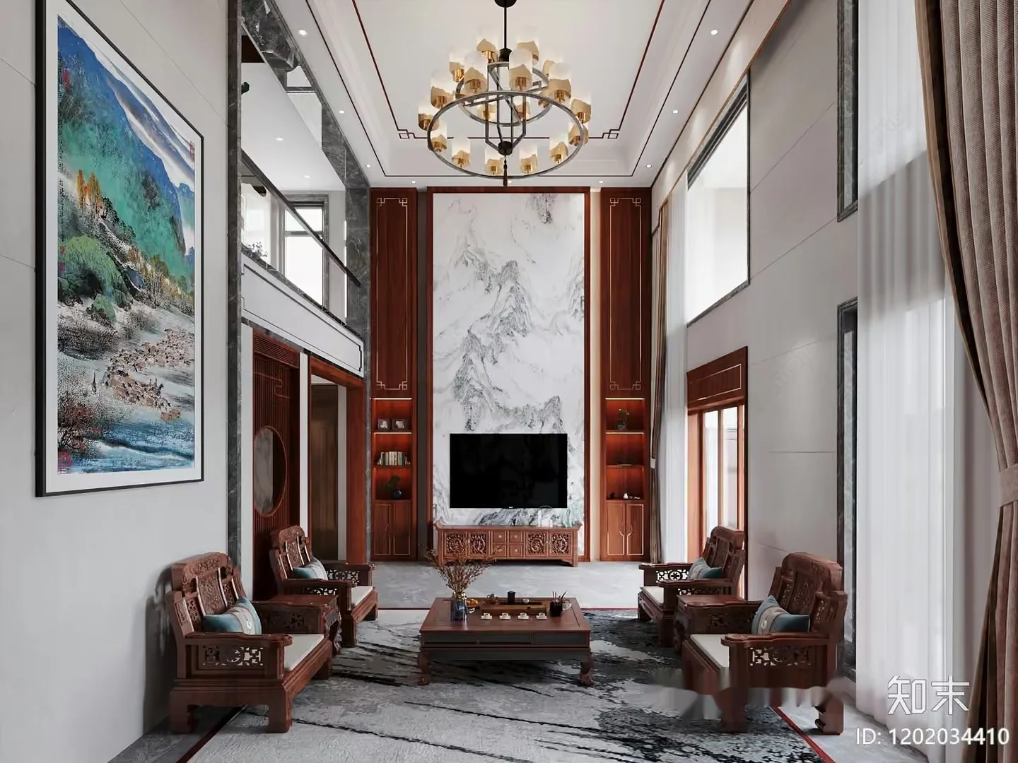 Modern Asian Living Room 3D Model – 22143 – VRAY Render