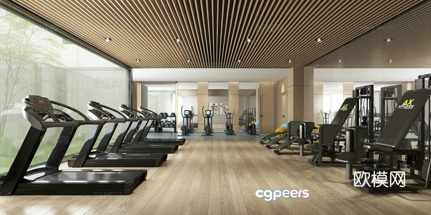 Modern gym rest area 3d model
