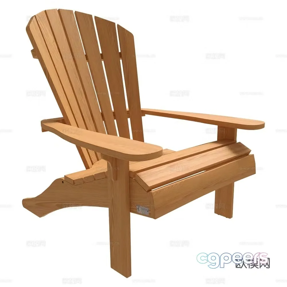 Traditional modern log lounge chair armchair outdoor chair recliner 3d model