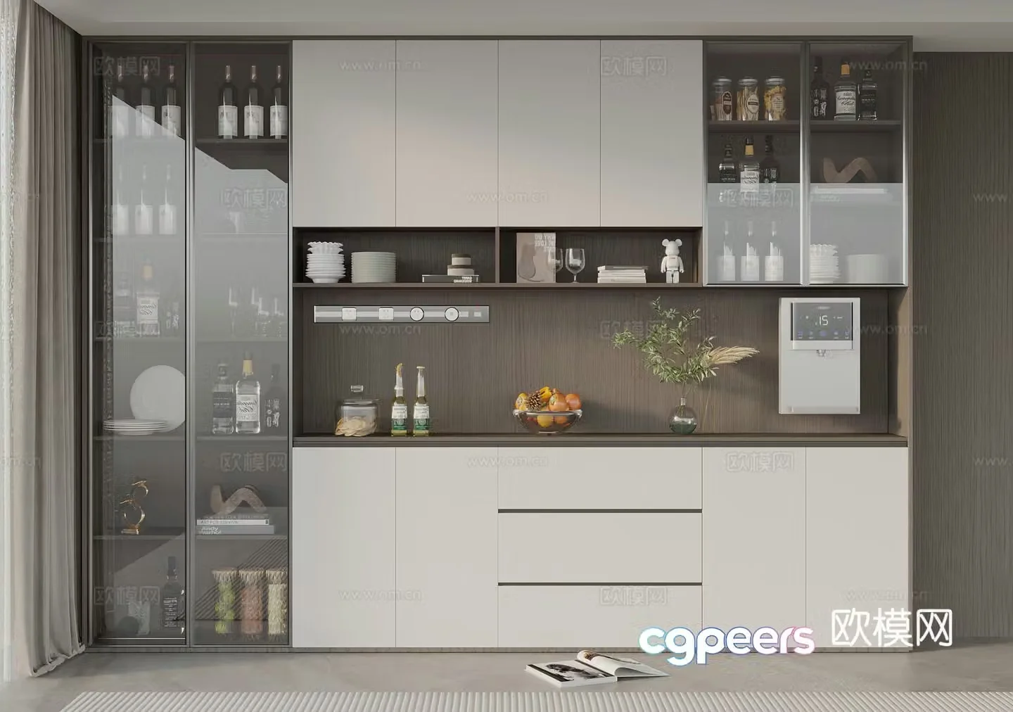 Modern wine cabinet sideboard 3d model