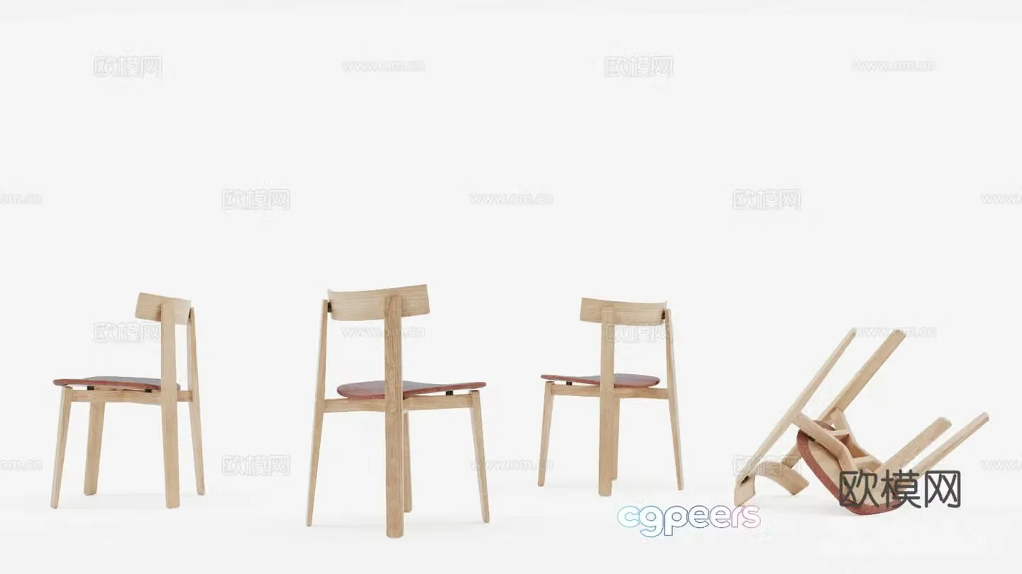 Single chair dining chair 3d model