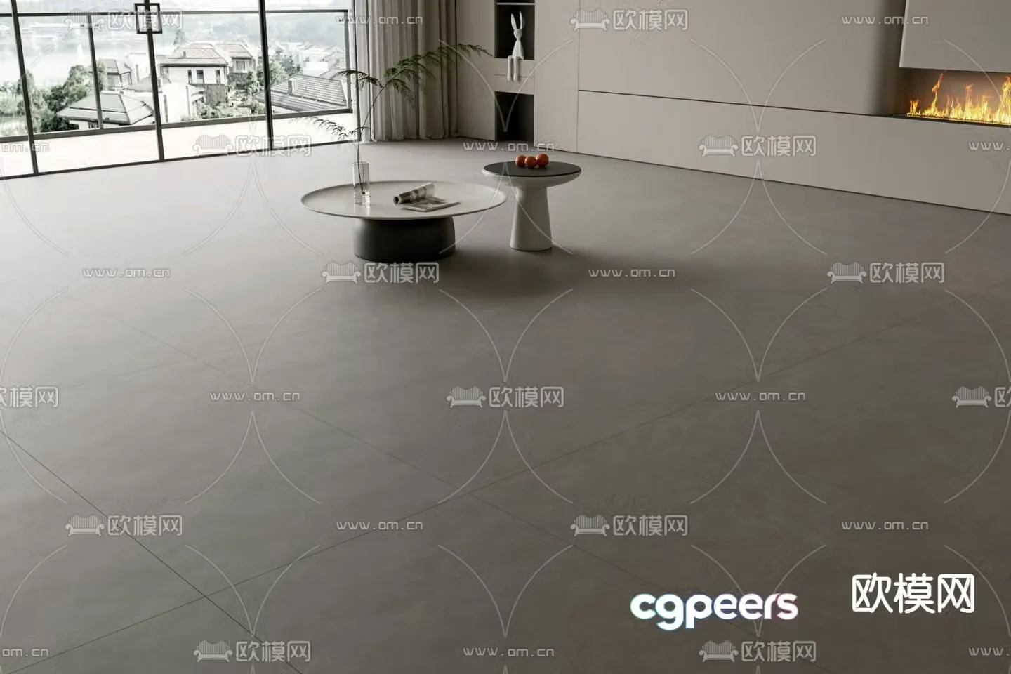 Gray microcement floor tiles soft light tiles velvet floor tiles 3d model