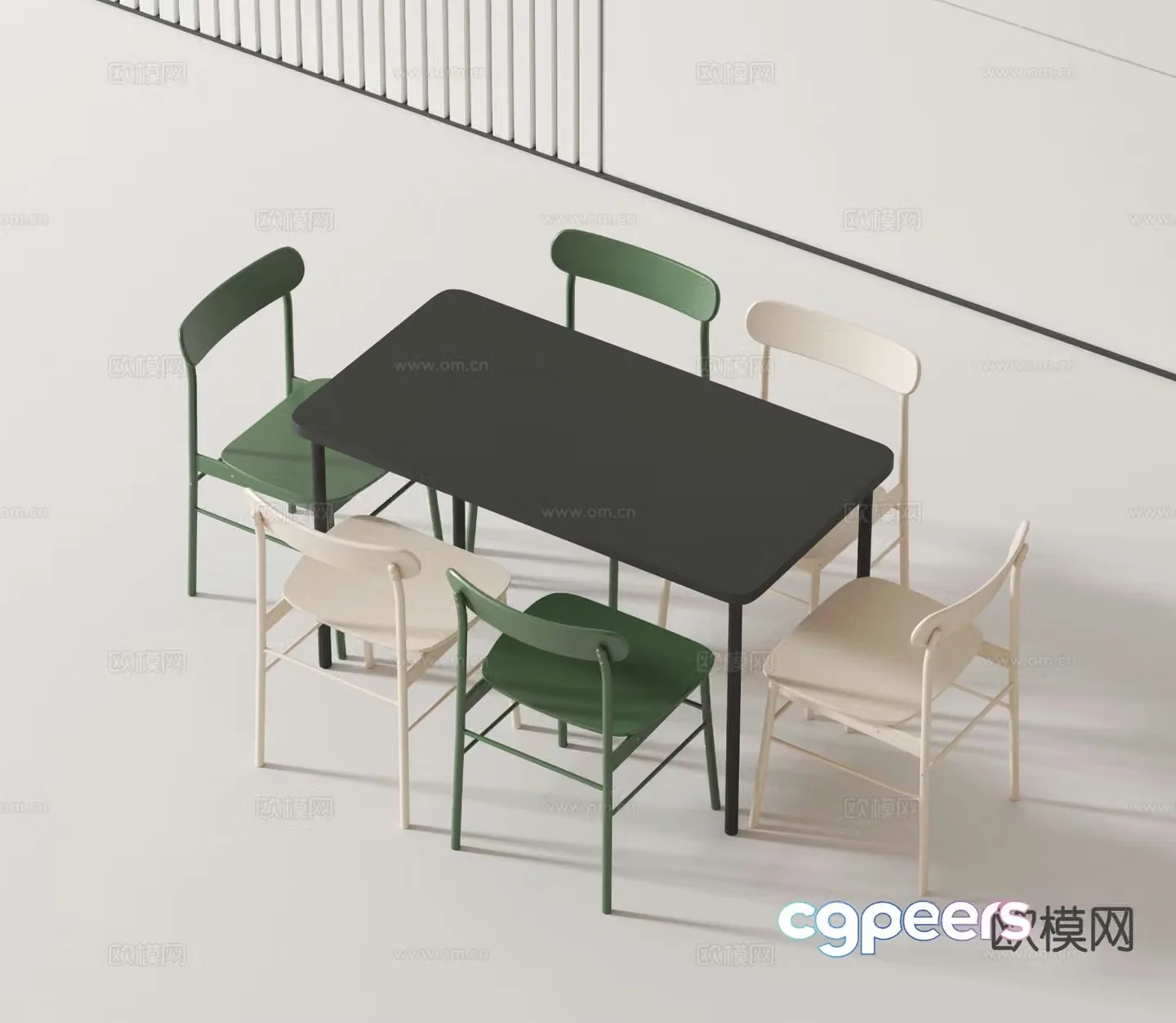 Modern dining table and chairs 3d model