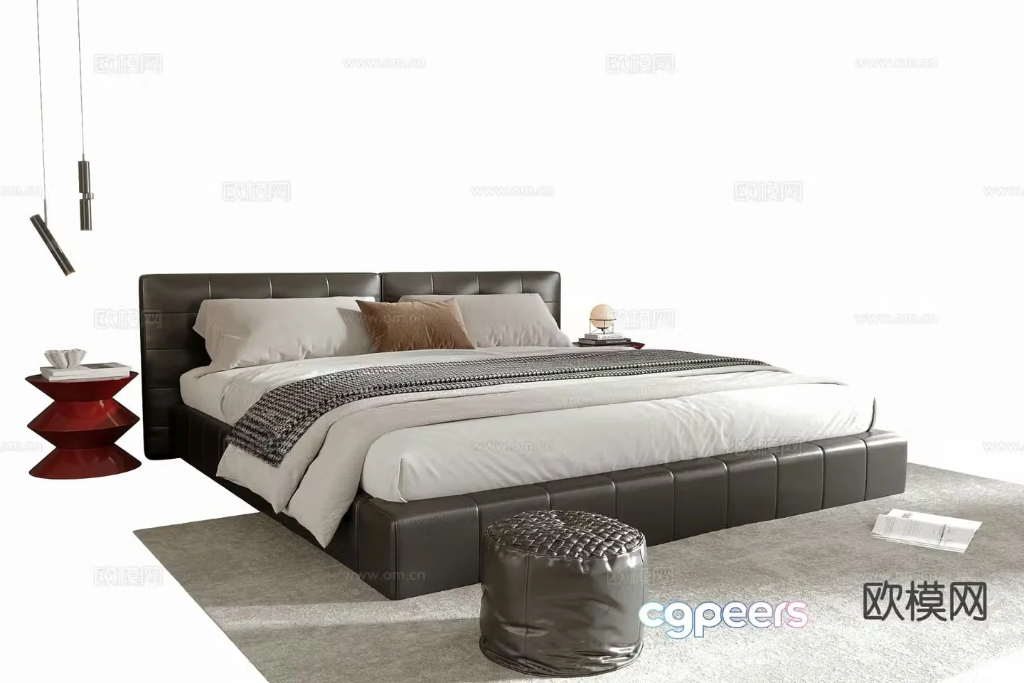 Italian double bed 3d model