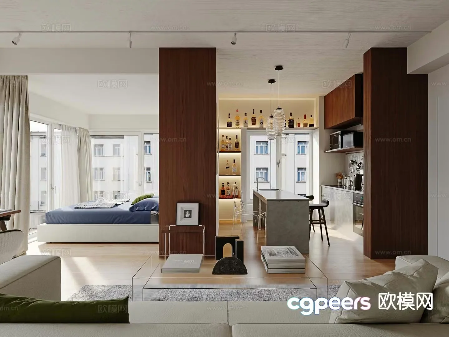 Modern bachelor apartment 3d model