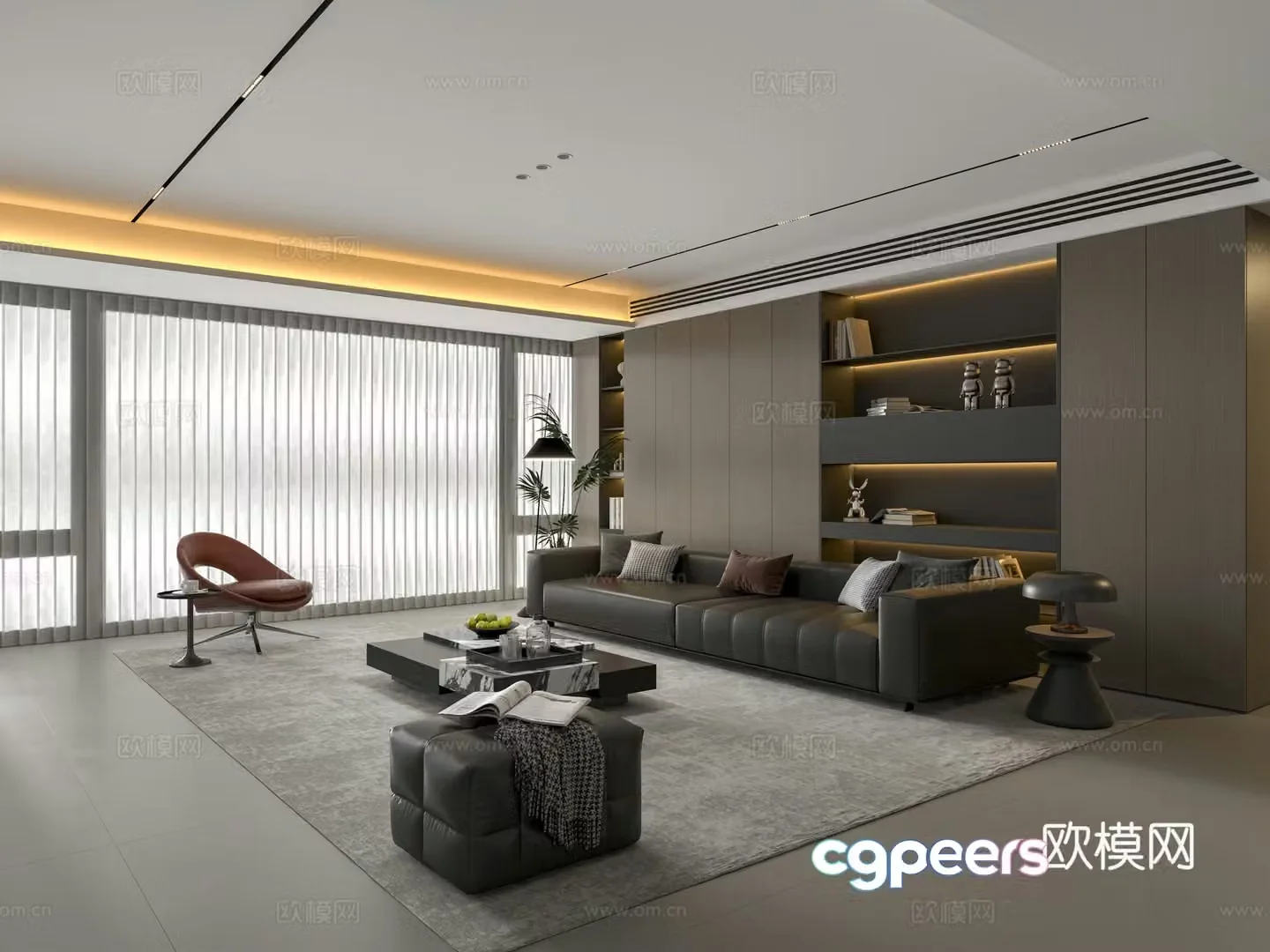 Modern Italian home living room Italian sofa coffee table 3d model