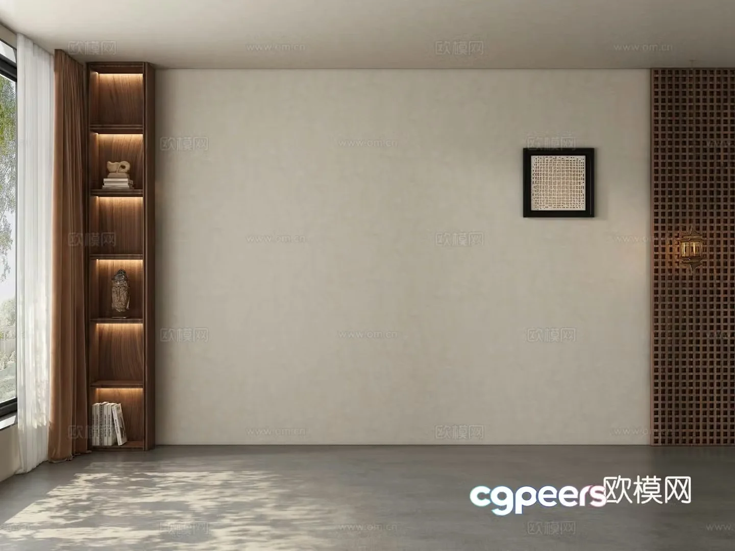 Modern Chinese restaurant tea room living room background wall 3d model
