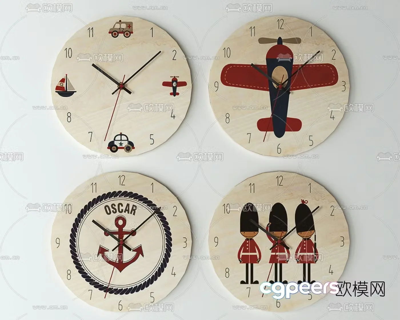 Modern children’s wall clock 3d model