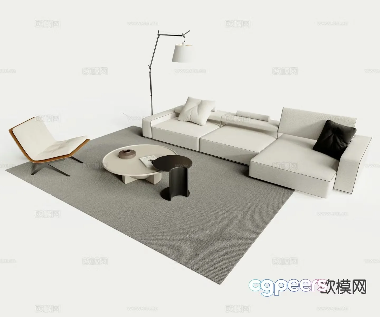 Modern sofa combination sofa coffee table combination 3d model