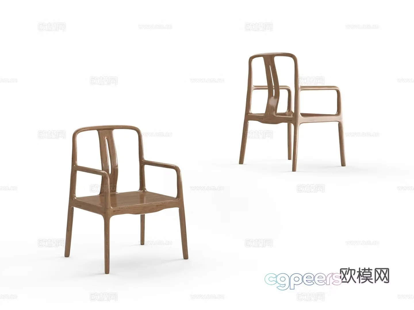 Solid wood tea chair 3d model