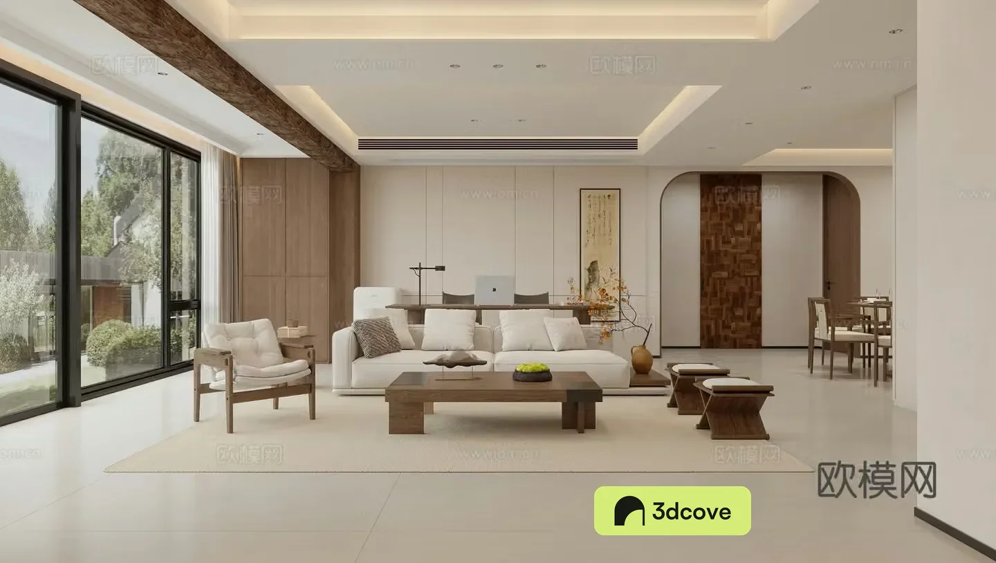 Zen Log Living and Dining Room