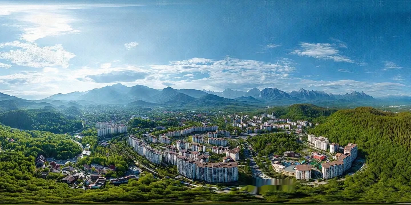 A Cityscape With Mountains In The Background 3D Model – 16175 – VRAY Render