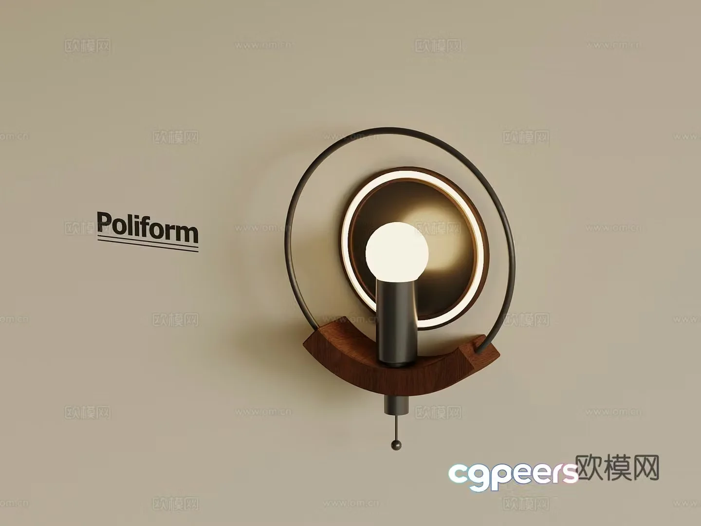 Middle-aged wall lamp wall lamp metal wall lamp round wall lamp 3d model
