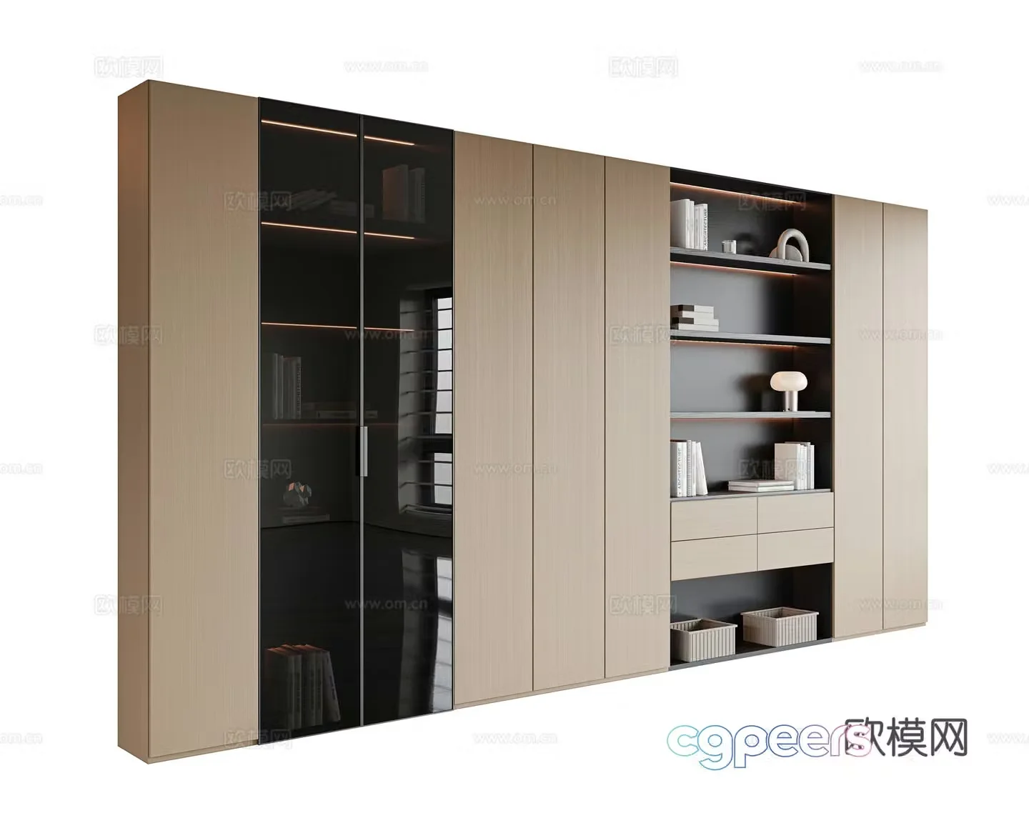 Italian modern decorative cabinet study bookcase living room decorative cabinet open bookcase office bookcase 3d model