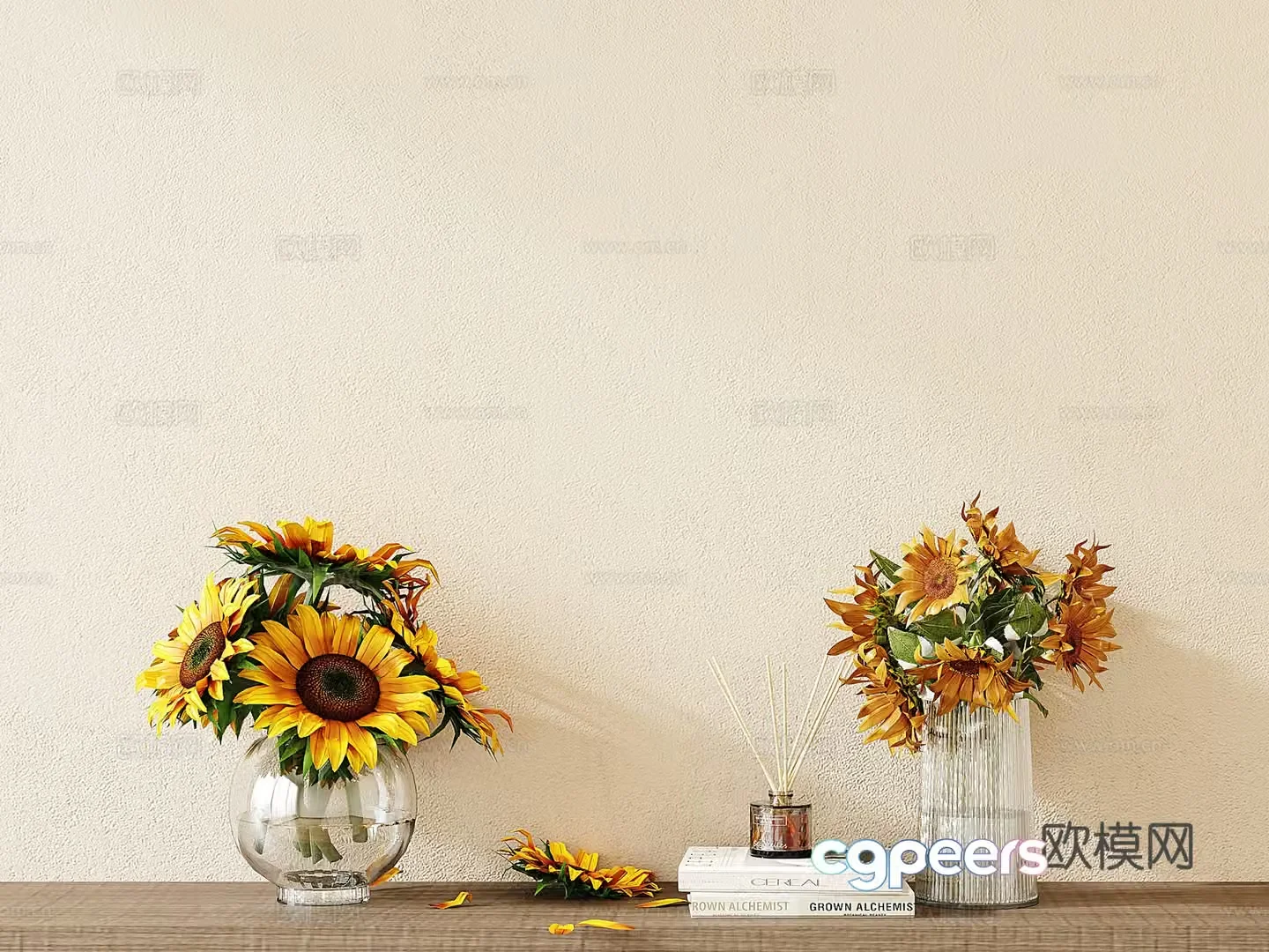 Modern European style retro vase sunflower 3d model