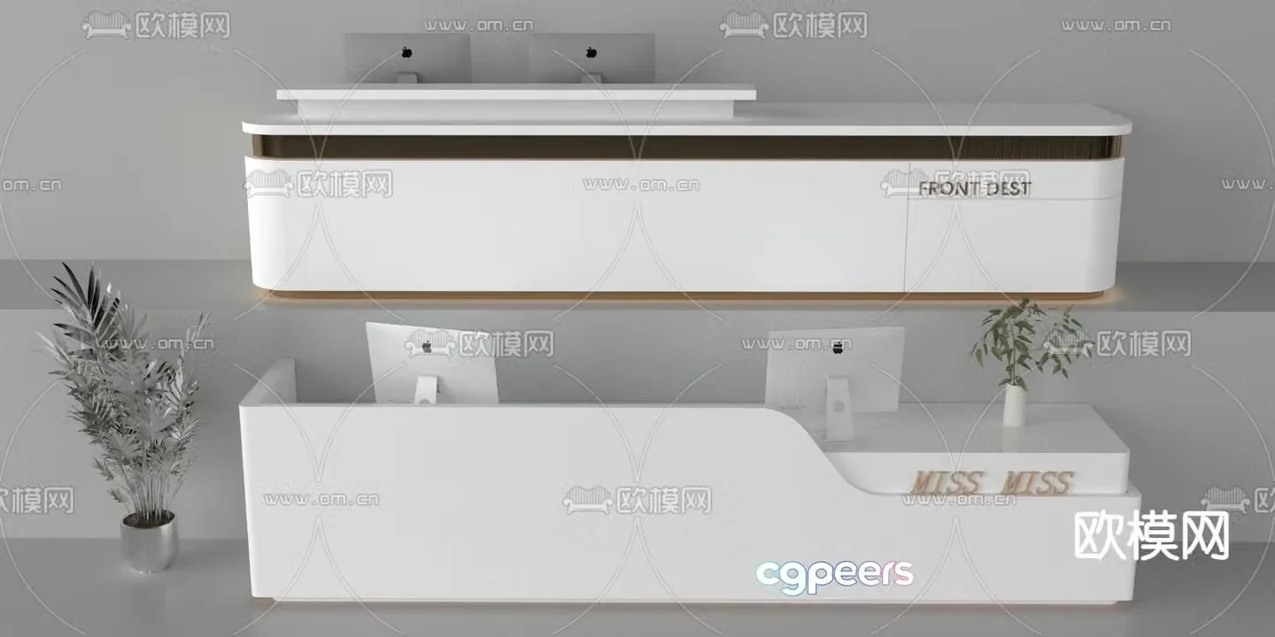 Company front desk reception desk 3d model