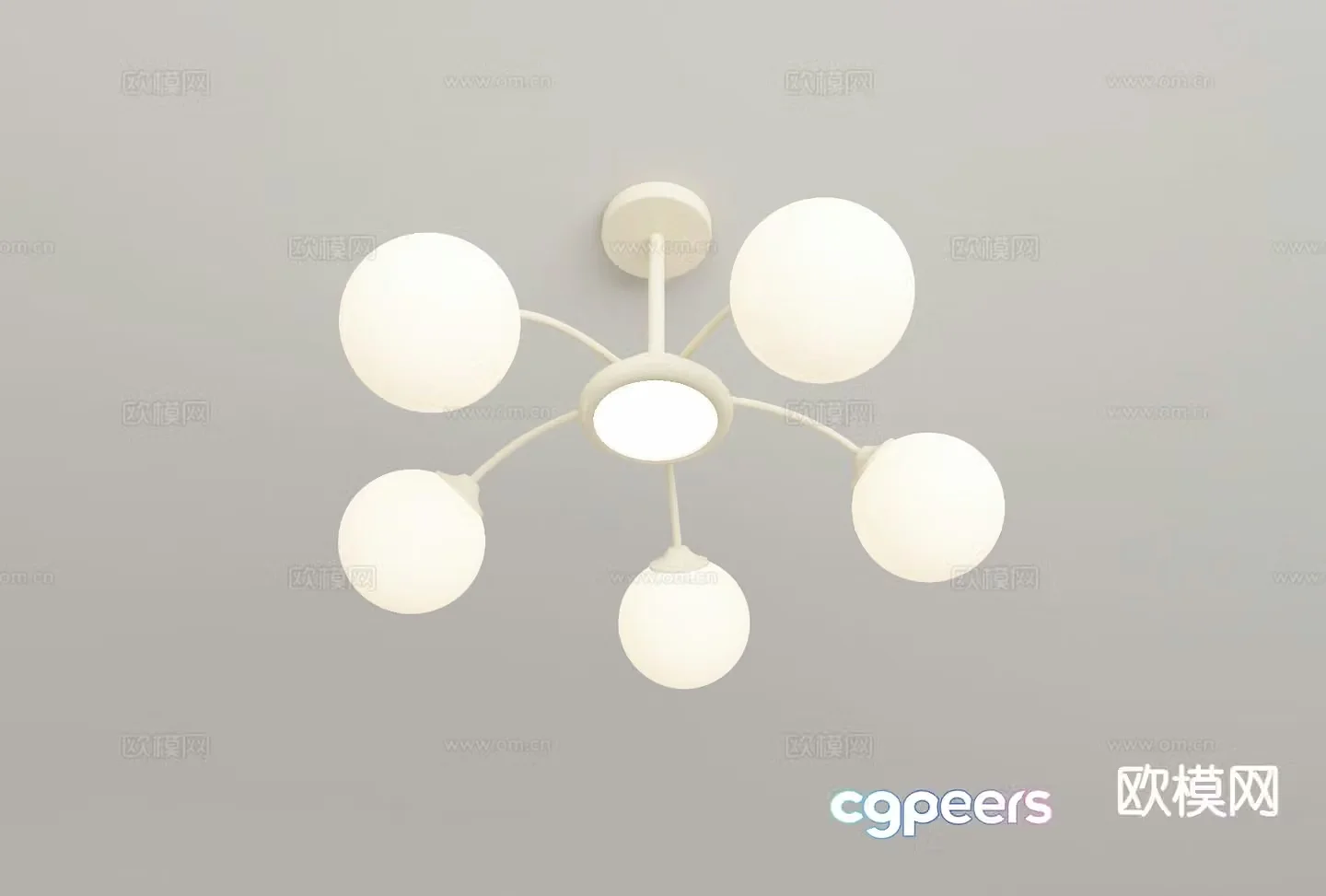 Cream style chandelier multi-head chandelier 3d model