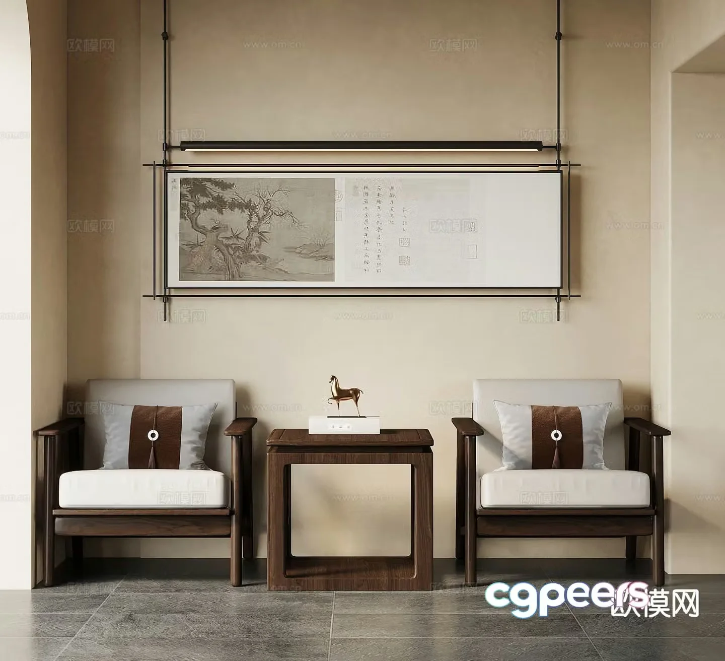 New Chinese style chair leisure chair 3d model