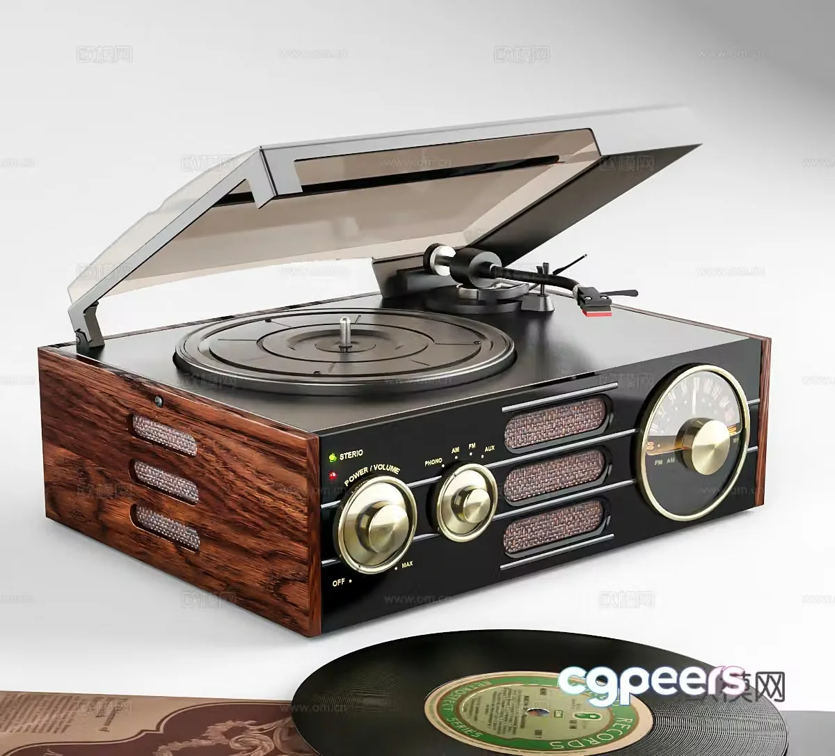 Gramophone Vinyl Gramophone Vintage Recorder Radio Retro Radio 3D Model