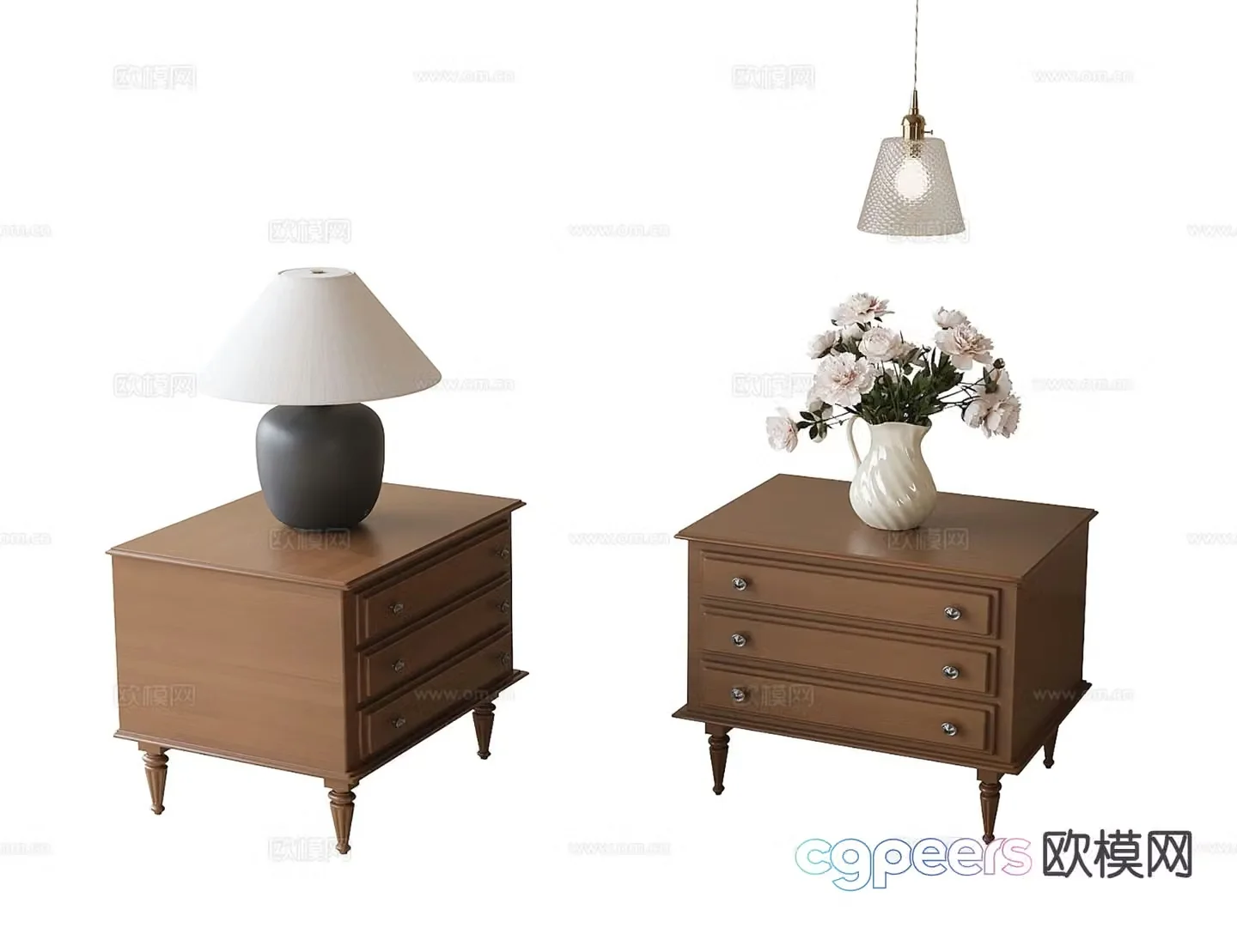French bedside table 3d model