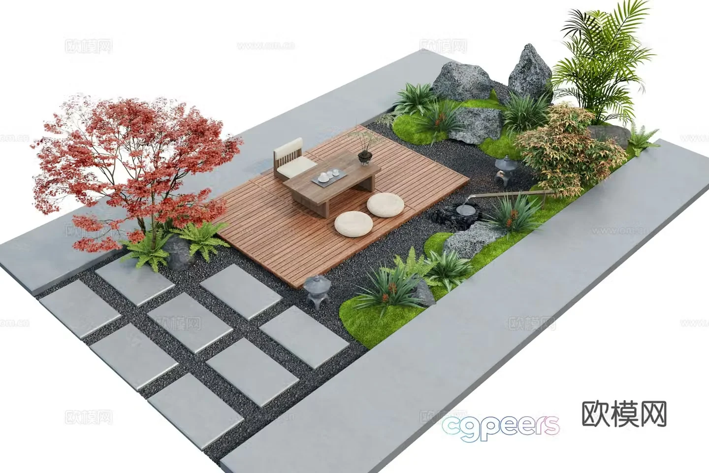Garden landscape Landscape sketch Dingbu Moss landscape 3d model