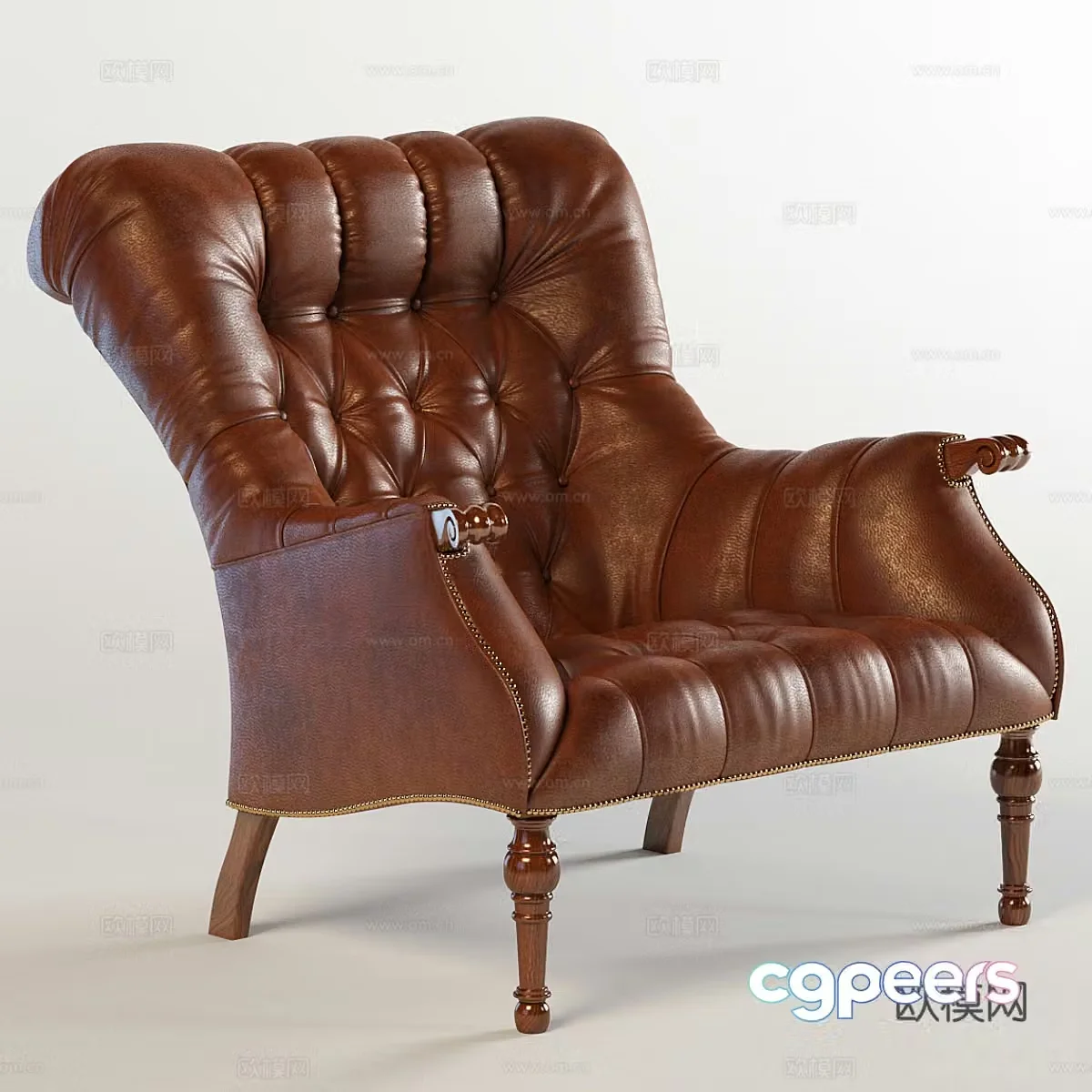 Single leather sofa 3d model