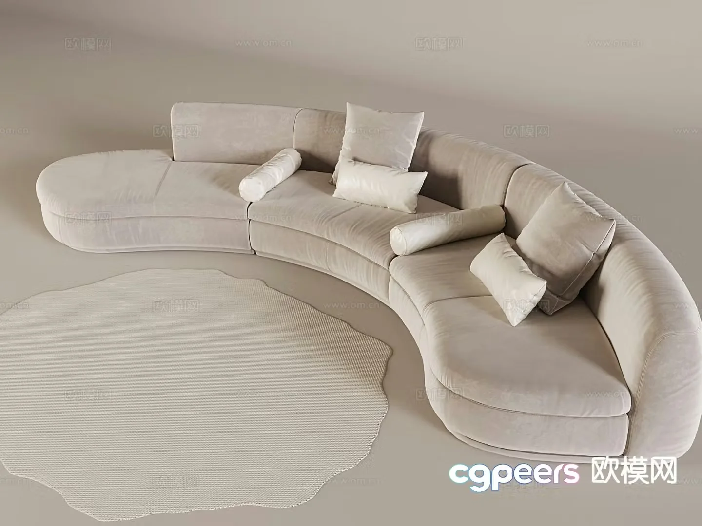 Italian multi-person sofa semi-circular arc sofa 3D model