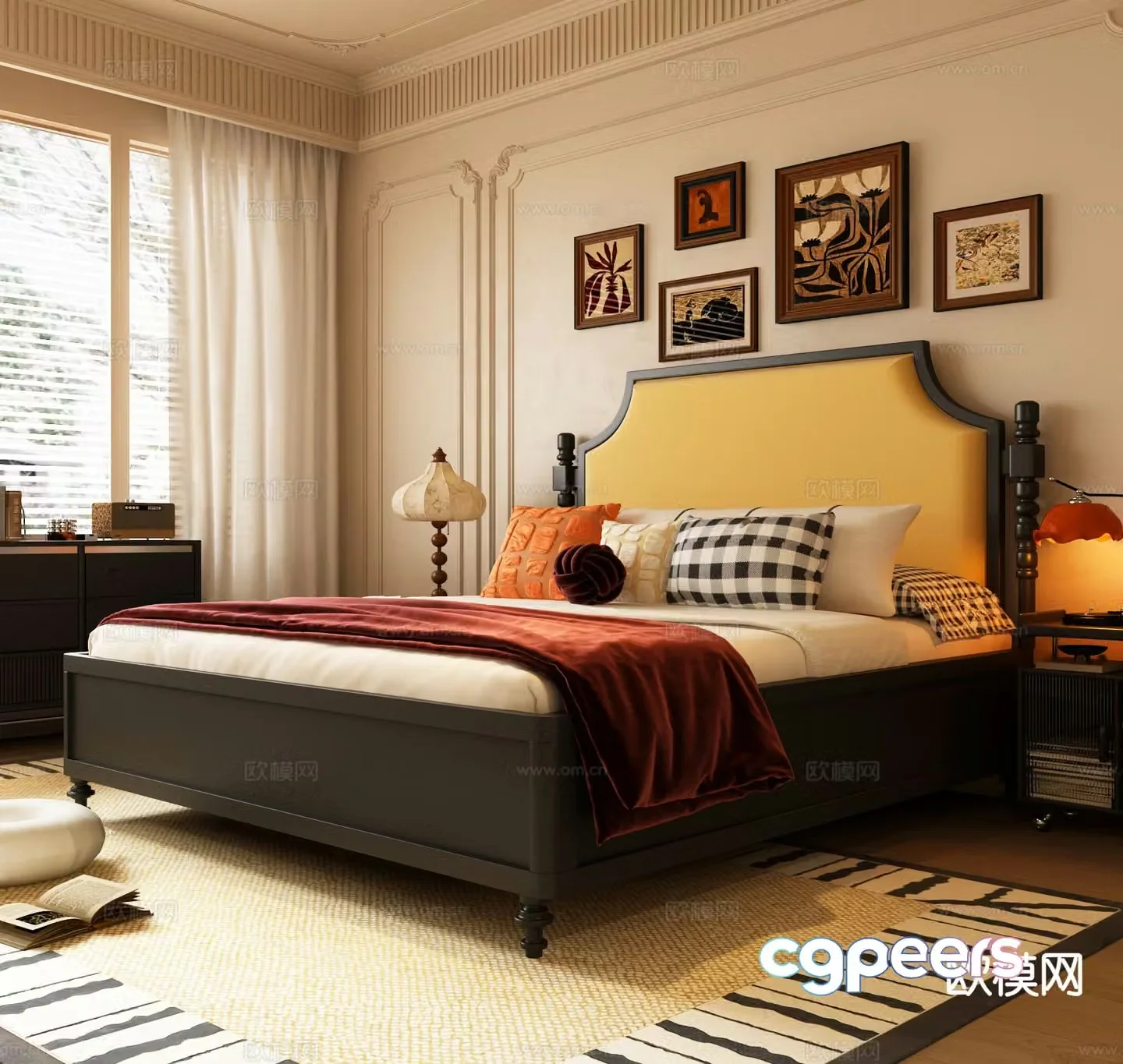 French double bed French medieval double bed 3d model