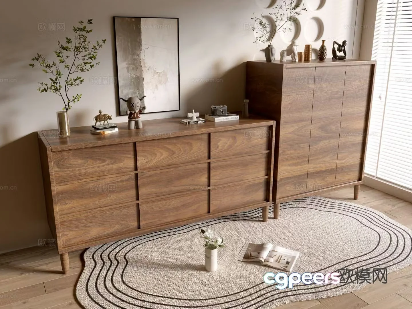 Wabi-sabi entrance cabinet 3d model