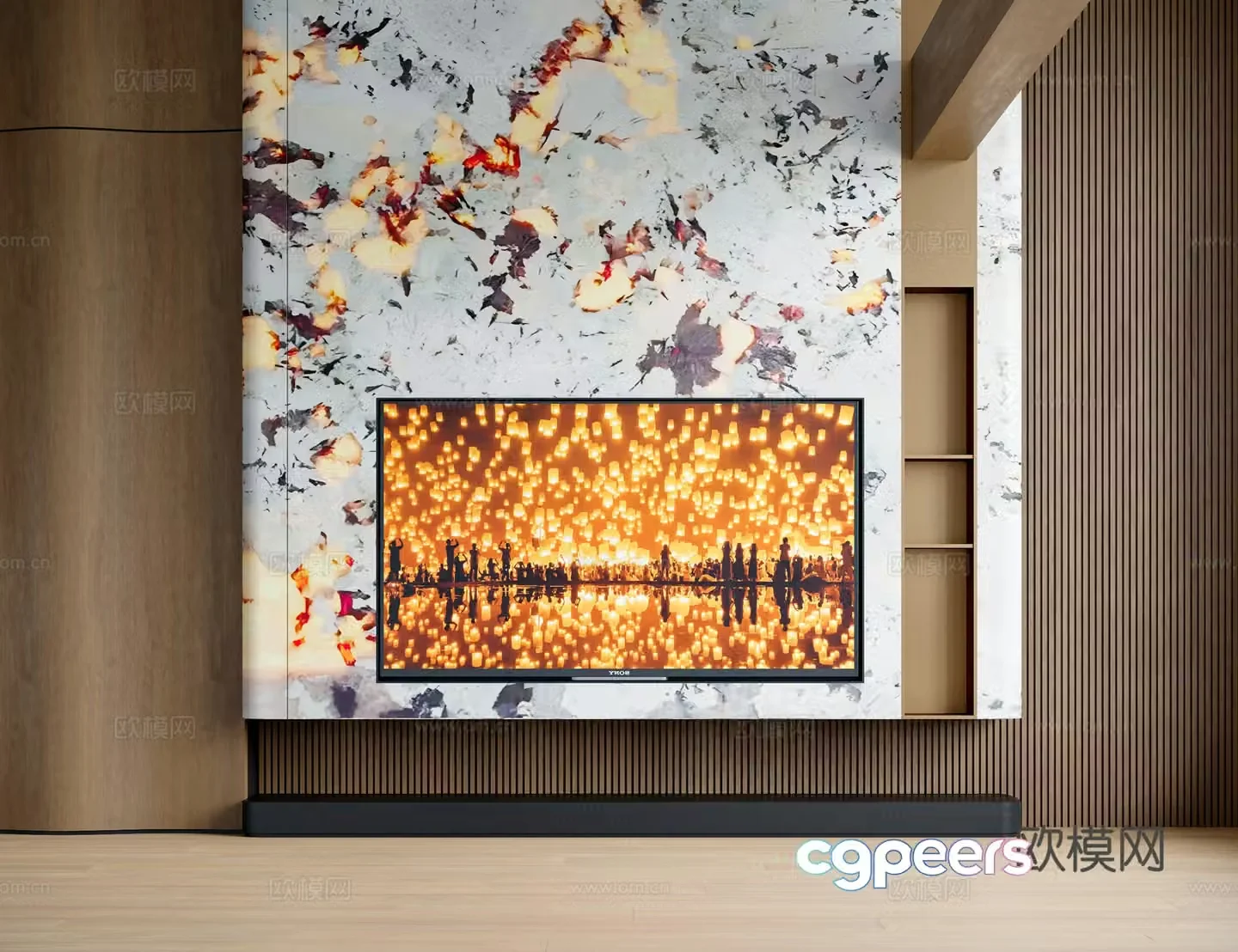 Modern TV background wall 3d model
