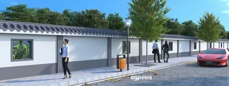 A Street Scene 3D Model – 3025 – VRAY Render