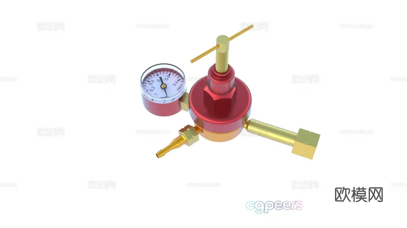 Propane regulator Pressure gauge Pressure gauge Instrument Valve 3D Model