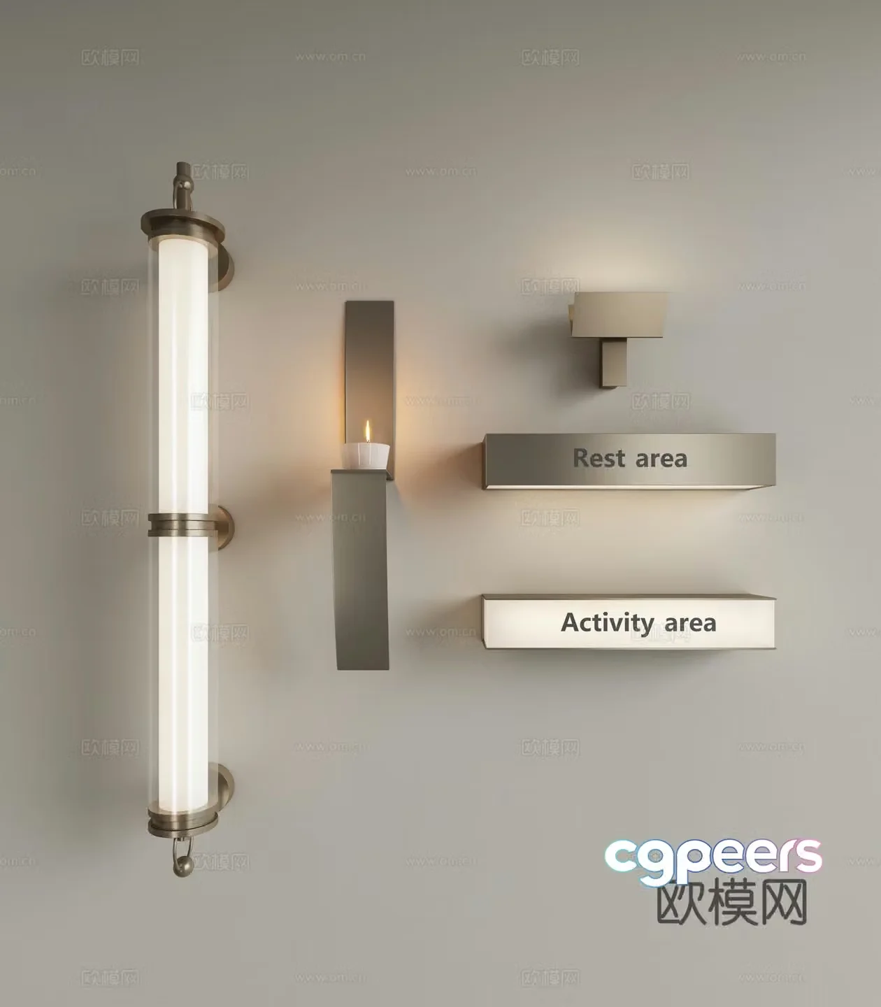 Modern metal wall lamp Light luxury wall lamp Long strip wall lamp Mirror front lamp Bedside wall lamp Working wall lamp 3D model