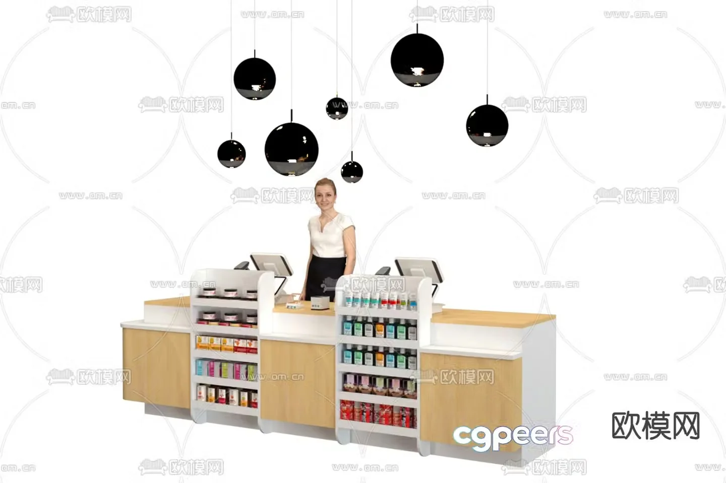 Shelves showcase cashier 3d model